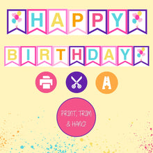 Load image into Gallery viewer, Printable Pink Happy Birthday Banner