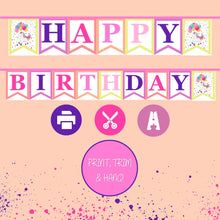 Load image into Gallery viewer, Printable Purple Happy Birthday Banner
