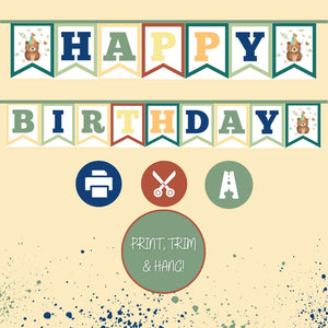 Printable Green Happy Birthday Banner