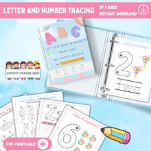 Load image into Gallery viewer, Letter &amp; Number Tracing Activity Book Printable
