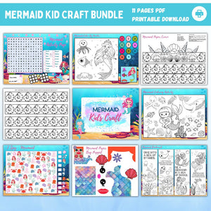 Mermaid Kid Craft Printable Bundle