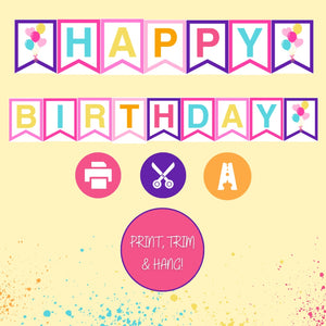 Printable Pink Happy Birthday Banner