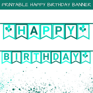 Printable Aqua Happy Birthday Banner