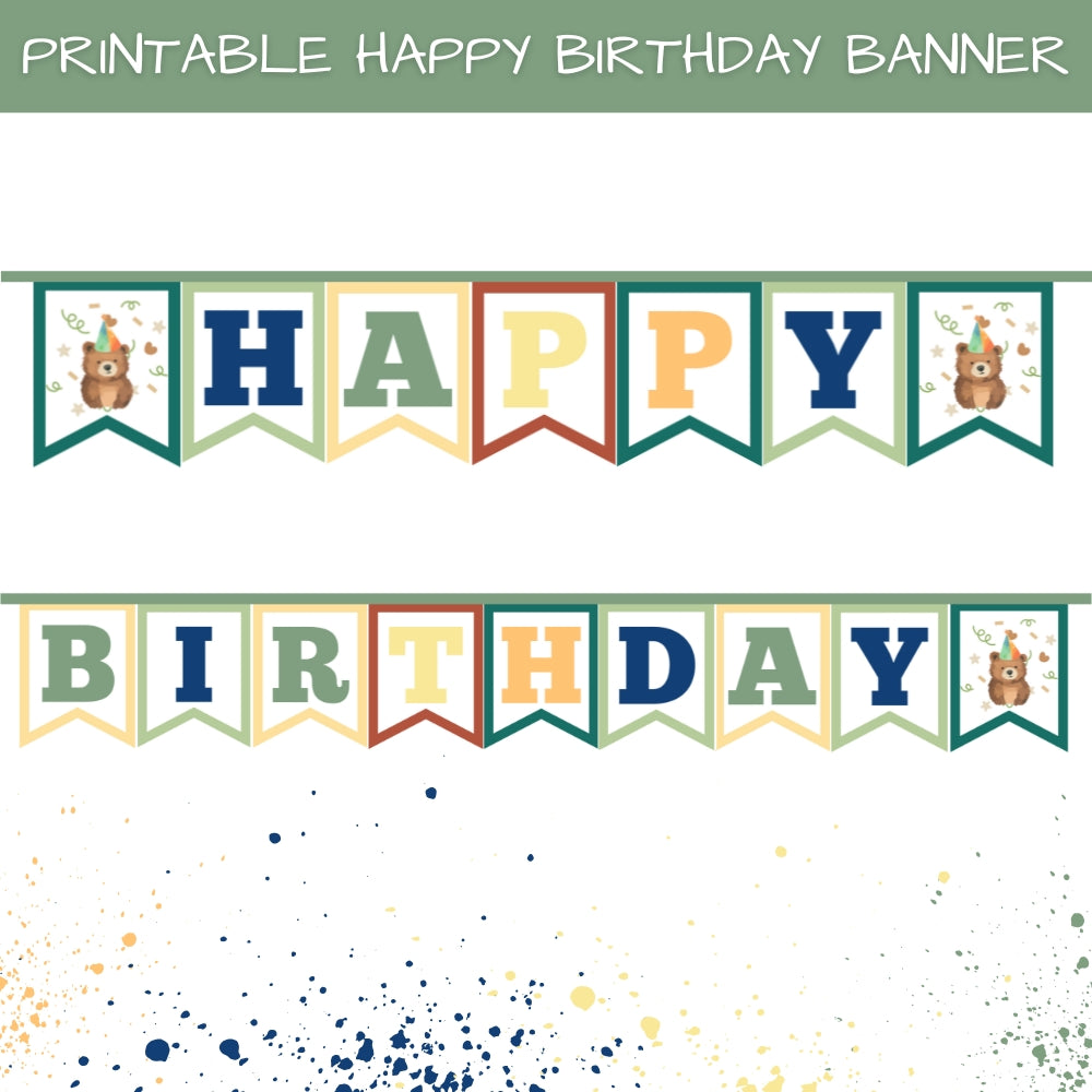 Printable Green Happy Birthday Banner