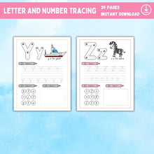 Load image into Gallery viewer, Letter &amp; Number Tracing Activity Book Printable
