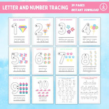 Load image into Gallery viewer, Letter &amp; Number Tracing Activity Book Printable
