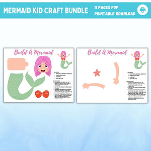 Mermaid Kid Craft Printable Bundle