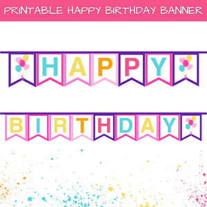 Printable Pink Happy Birthday Banner