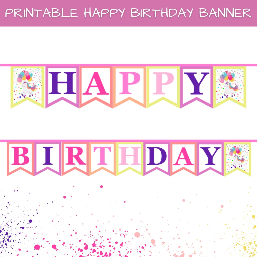 Printable Purple Happy Birthday Banner