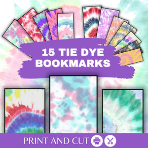 Printable Tie Dye Adult Bookmarks