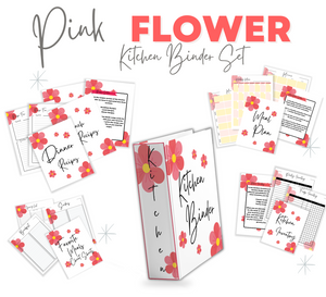 Pink Flower Recipe Binder