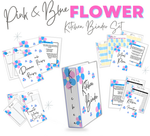 Pink & Blue Flower Recipe Binder