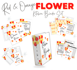 Red & Orange Flower Recipe Binder