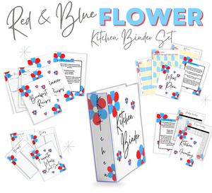 Red & Blue Flower Recipe Binder