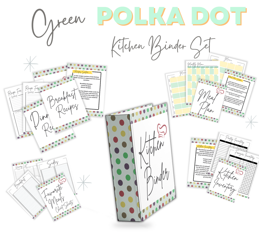 Green Polka Dot Recipe Binder