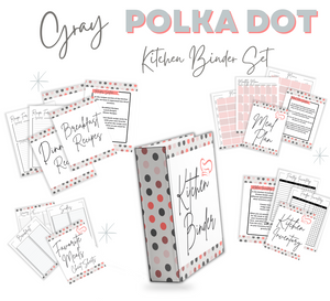 Gray Polka Dot Recipe Binder