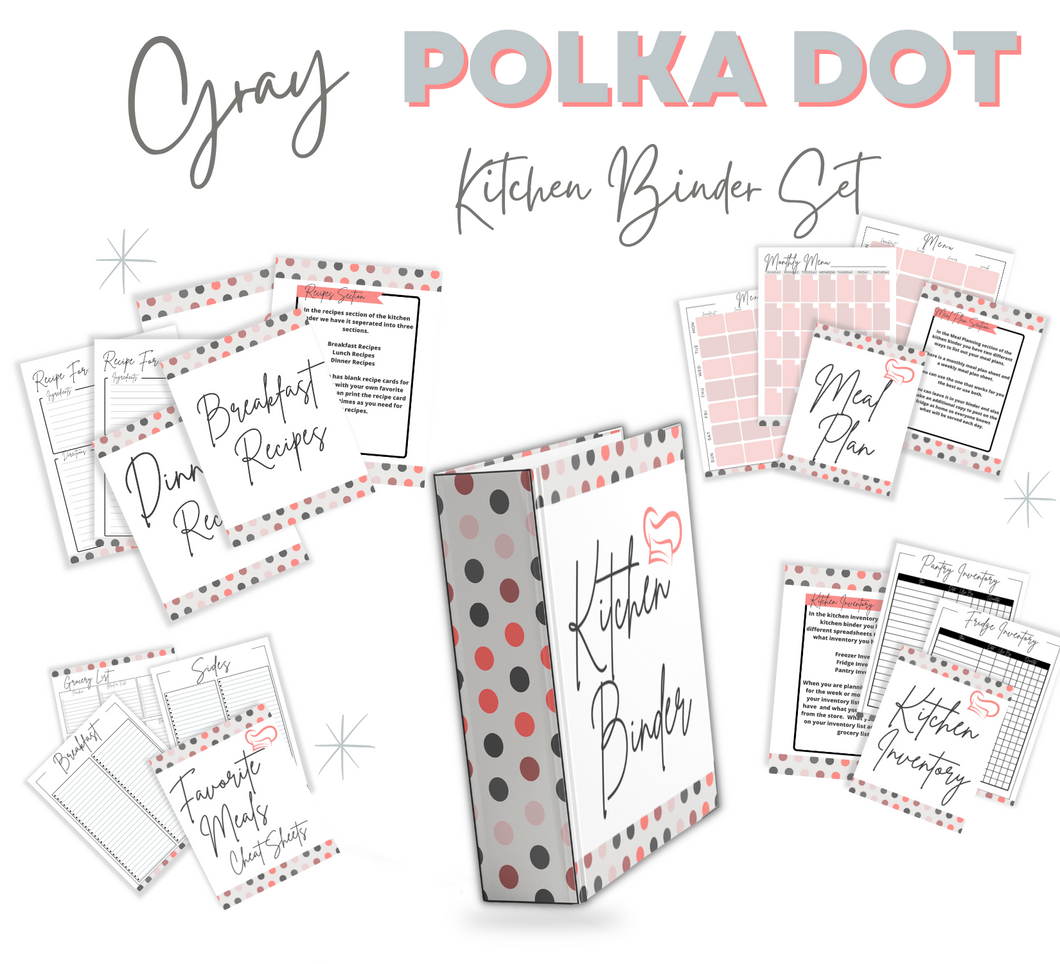 Gray Polka Dot Recipe Binder