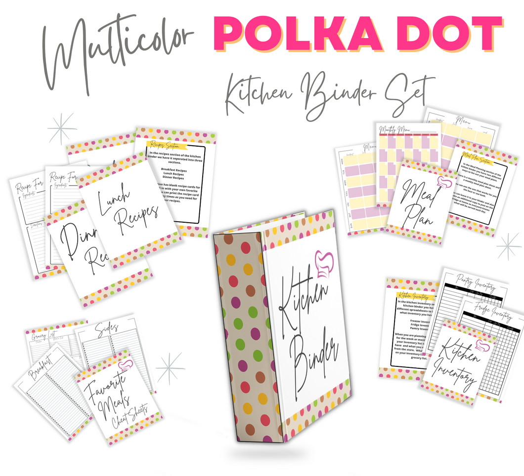 Multi Color Polka Dot Recipe Binder