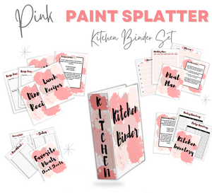 Pink Paint Splatter Recipe Binder