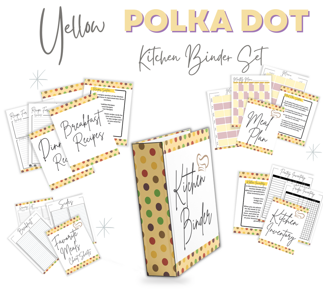 Yellow Polka Dot Recipe Binder